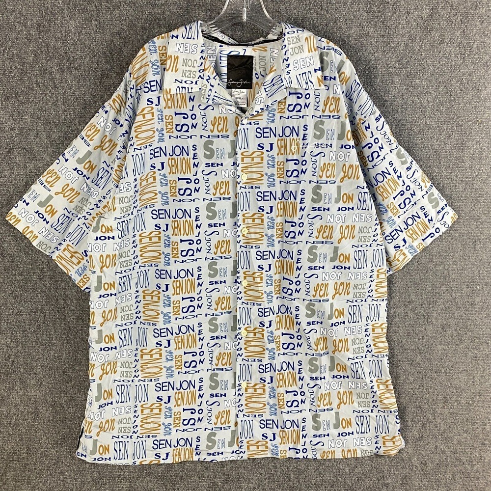 Sean John Button Up Shirt Men's XXL All Over Print 2XL 100% Polyester